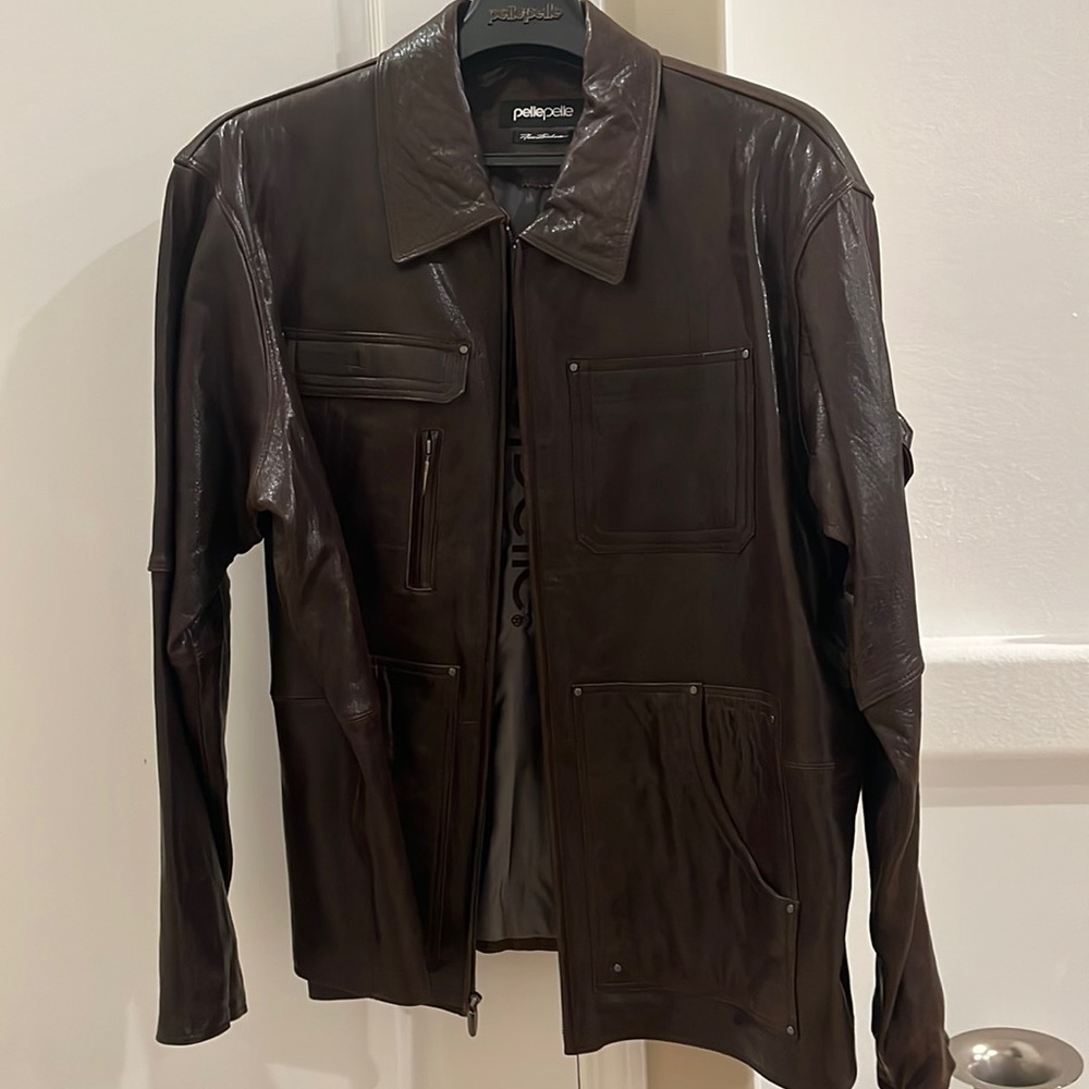 Leather Jacket “Pelle Pelle” Brand! New Never Worn w/Tag 100% brown leather!